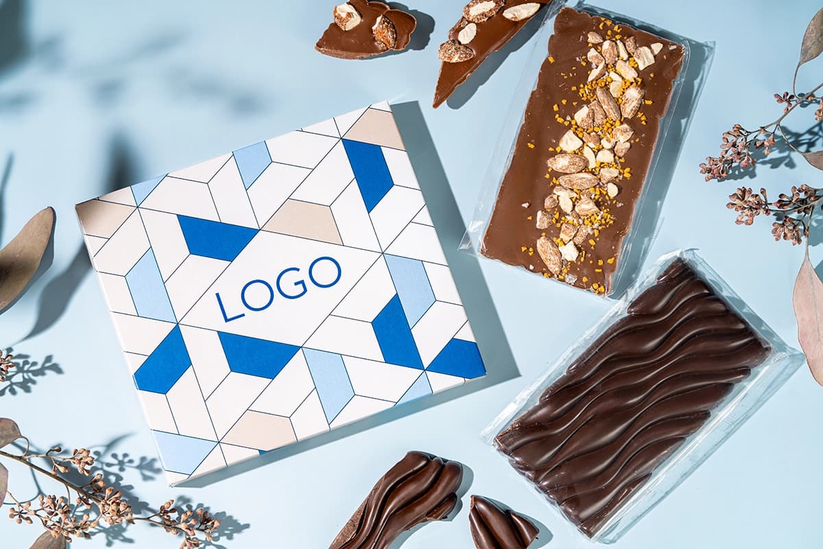 2 branded chocolates in box