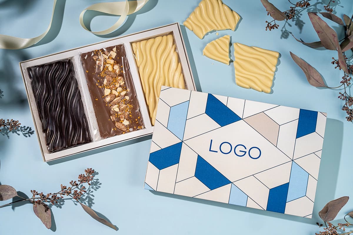 3 branded chocolates in box