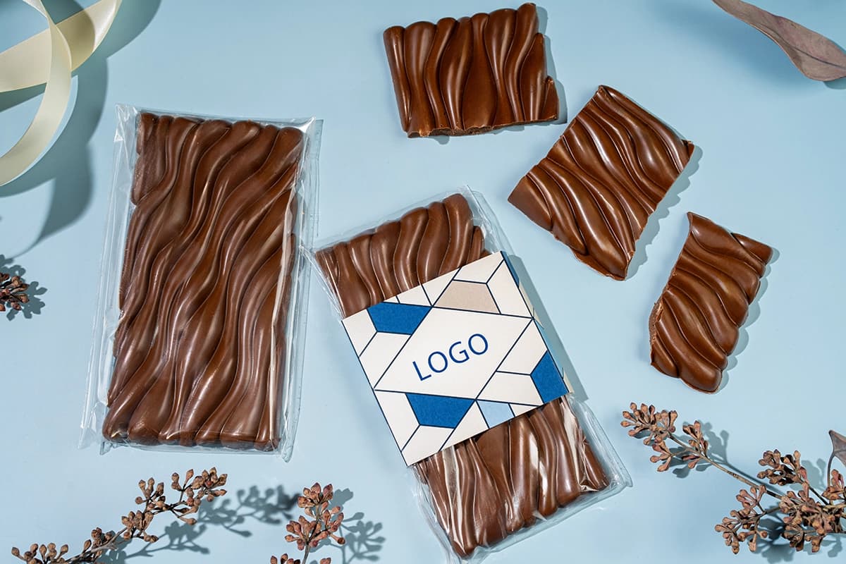 Chocolate in branded wrapper