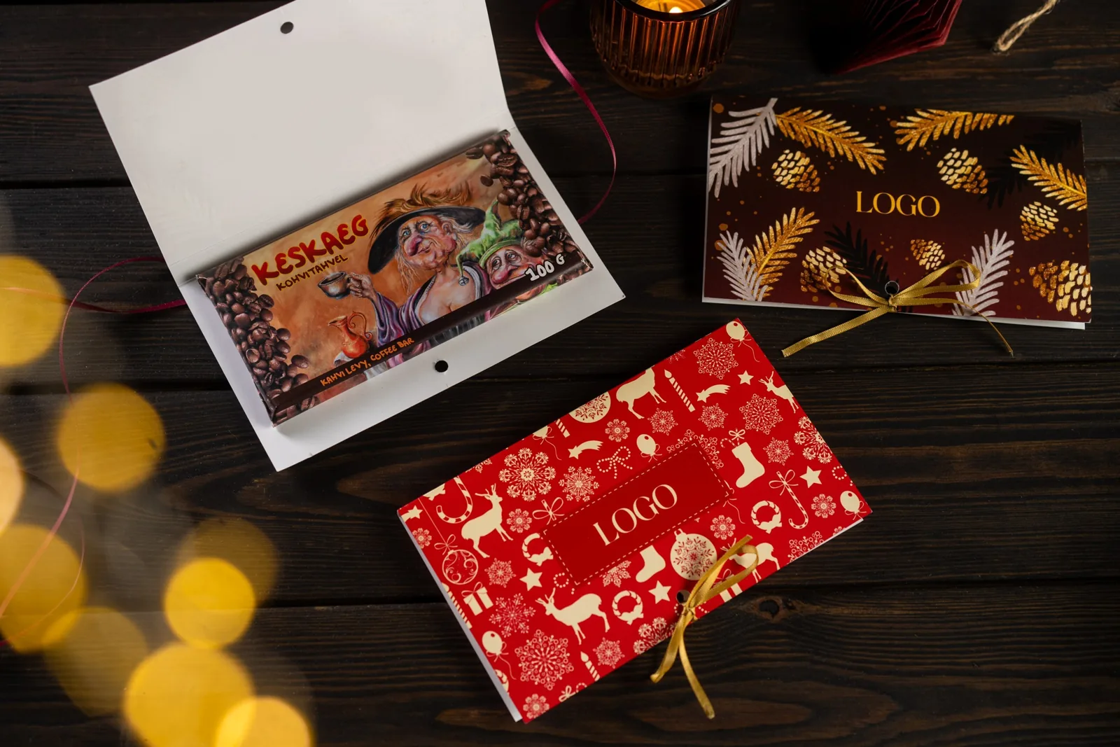 Chocolate card with logo